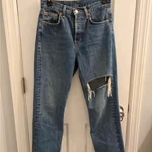 Topshop Distressed Straight Leg Jeans